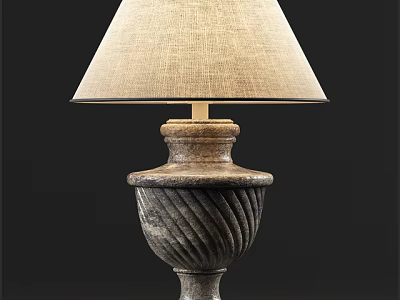 Vintage Table Lamp With Linen Shade And Twisted Dark Base For Home Decor 3d model