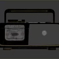 Vintage Electronic Radio With Classic Handle And Control Panel Retro Design Speaker Grill Appliance