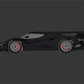 Gray Sports Car With Sleek Design Large Rear Spoiler And Red Wheels