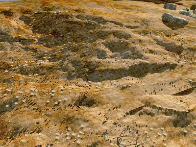 Aerial Planning Of Undulating Terrain With Zoned Layout And Natural Features 3d model