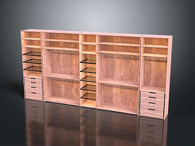 Wooden Display Shelf with Multiple Open Shelves and Drawer Storage Modern Design 3d model