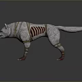 Mythical Wolf Warrior Creature With Golden Straps And Red Skeletal Armor Details