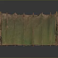 Traditional Canvas Tent Structure With Wooden Support Ropes And Pleated Green Fabric