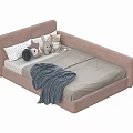 Cozy Pink Upholstered Kids Bed With Gray Sheet Blanket Polka Dot Pillow And Stuffed Toys