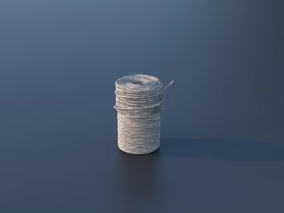 Coiled White String for Practical Daily Household Use on Dark Blue Background 3d model