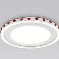 Modern Square and Round Ceiling Lights with White Frame Red Decorative Dots and Illuminated Panel 3d model