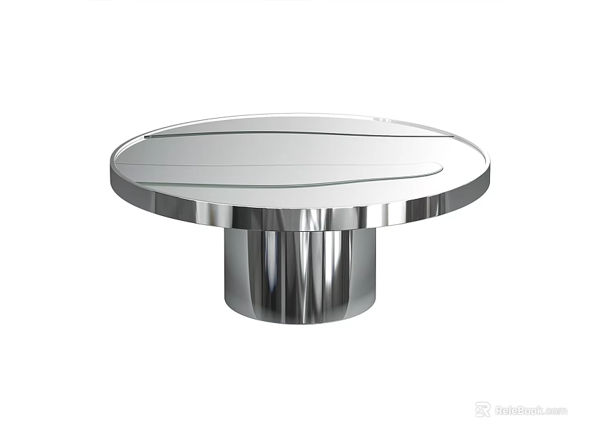 Modern Round Metal Coffee Table With Sleek Shiny Surface And Sturdy Base 3d model 