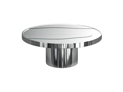 Modern Round Metal Coffee Table With Sleek Shiny Surface And Sturdy Base 3d model