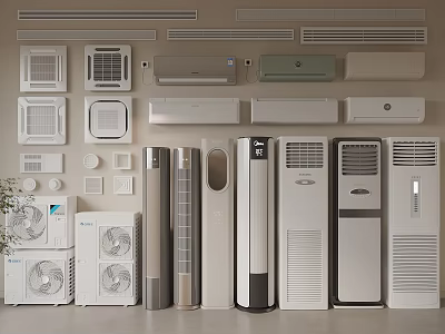 A Wide Range Of Air Conditioners And Fans On 3d model