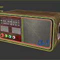 Vintage Electronic Radio With Wooden Case Knobs And Retro Dial Design