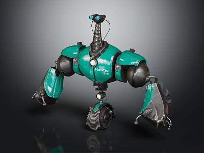 Green Mechanical Robot With Dinosaur Like Biomechanical Creature Design And Claws 3d model