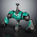 Green Mechanical Robot With Dinosaur Like Biomechanical Creature Design And Claws