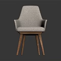 Modern Accent Chair With Light Fabric Upholstery And Wooden Legs Design