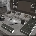Modern Living Room Sofa And Coffee Table Set With Throw Pillows Ottoman And Area Rug