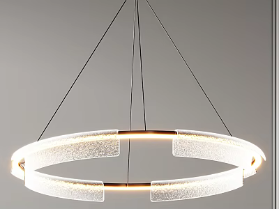 Elegant Modern Circular Chandelier Featuring Transparent Panels And Illuminated Metal Frame Design 3d model