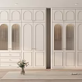 Elegant Modern White Wardrobe Interior Design With Arched Glass Doors And Drawers