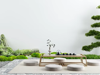 Courtyard Leisure Tea Room Zen Tea Tasting Area Courtyard Landscape Dry Landscape 3d model