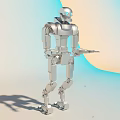 Smart Humanoid Machine With Silver Mechanical Structure And Articulated Joints Standing