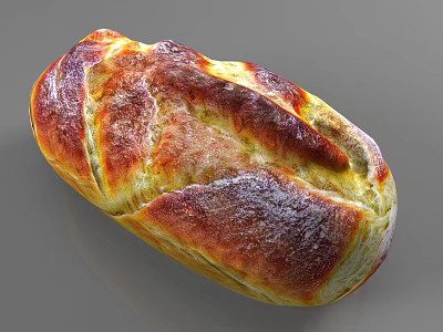 Freshly Baked Artisan Bread With Golden Brown Crust And Soft Fluffy Interior 3d model