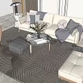 Modern sofa and coffee table combination company lobby service desk front desk background wall reception desk reception area company 3d model