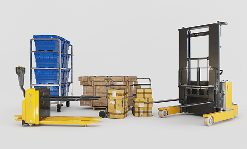 Modern Forklift Warehouse Shelf Carton Forklift Combination 3d model