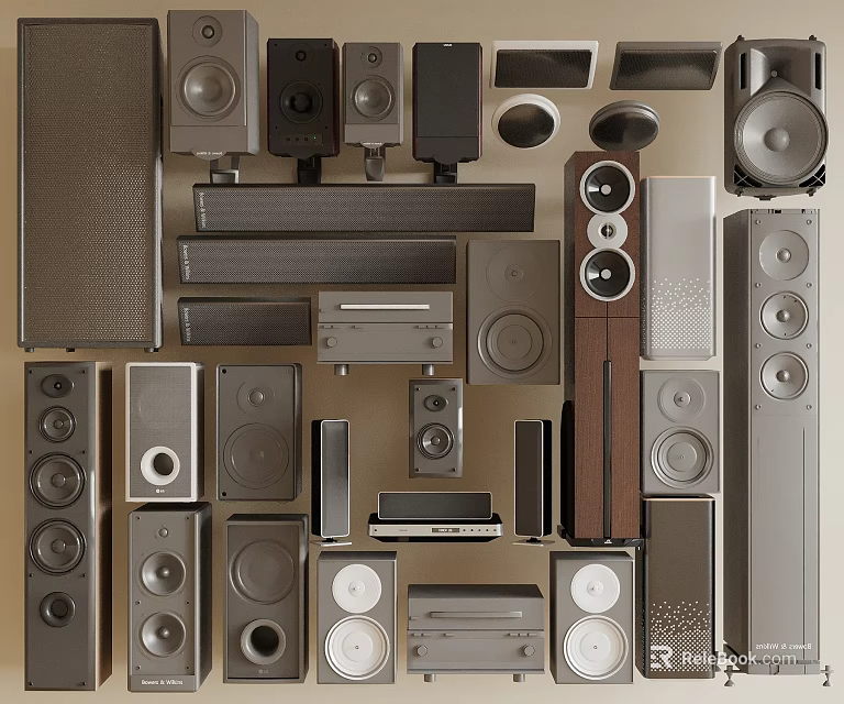 Diverse Headphones and Speakers Collection with Various Designs Sizes and Styles 3d model 