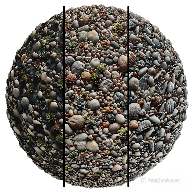 Artistic Pebble Sphere Construction With Diverse Stone Sizes And Natural Texture 3d model 