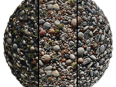 Artistic Pebble Sphere Construction With Diverse Stone Sizes And Natural Texture 3d model