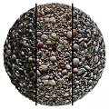 Artistic Pebble Sphere Construction With Diverse Stone Sizes And Natural Texture