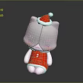 Gray Cat Plush Toy With Santa Hat And Red Christmas Outfit