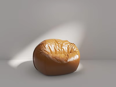 Brown Leather Round Bean Bag Chair For Comfortable Minimalist Living Space 3d model