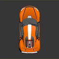 Orange Sports Car With Open Scissor Doors Exposed Red Engine Streamlined Body Black Alloy Wheels