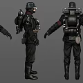 Game Movie Character Design With Dark Uniform Helmet Goggles And Backpack Gear