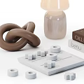 Modern Decorative Ornament Set With Geometric Shapes Books And Vase For Home Decor