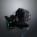 Black Sci-Fi Mechanical Device With Blue Illuminated Parts And Complex Tech Structure 3d model