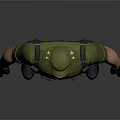 Military Game Movie Character In Green Uniform With Cap Belt Gloves And Boots