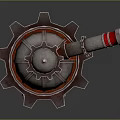 Industrial Tower Structure With Vintage Design Featuring Lighthouse Top Gear Decoration And Red Accents
