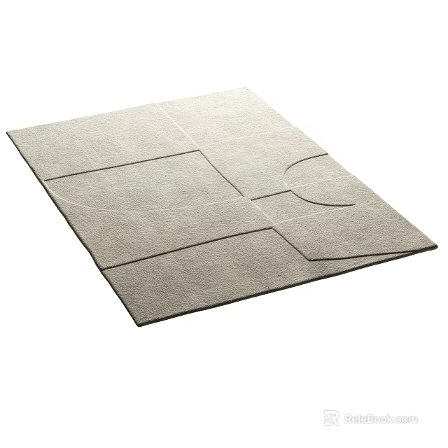 Light Gray Square Rug With Modern Geometric Pattern And Textured Surface 3d model
