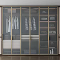 Sleek Modern Wardrobe Interior With Glass Doors Hanging Folded Clothes Drawers And Storage
