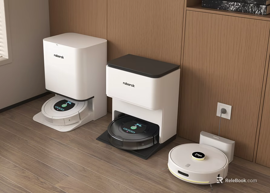 Daily Use Home Robot Vacuum Cleaners On Wooden Floor 3d model 
