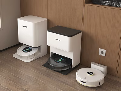 Daily Use Home Robot Vacuum Cleaners On Wooden Floor 3d model