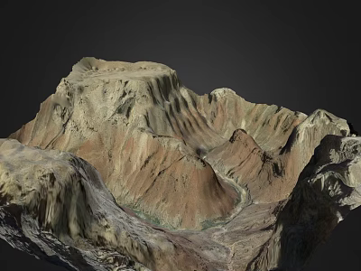 Natural Detailed Landscape Model Featuring Mountain Terrain And Valley Texture Formation 3d model