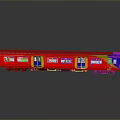 Red And Blue Passenger Train Car With Windows Doors On Gray Background And Reflection 3d model