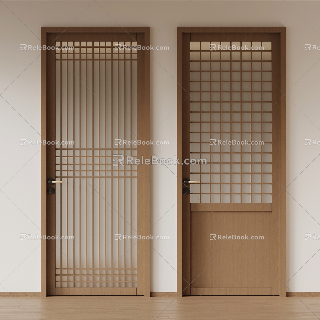 Modern Door Japanese Style Door Single Door Interior Door Glass Door Kitchen Door Door Lock 3d model