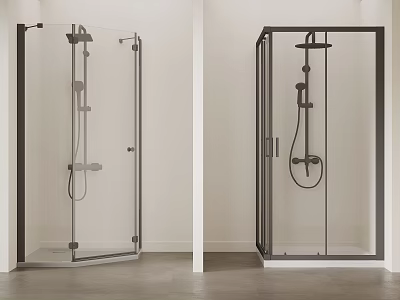 Modern Shower Head Design With Glass Enclosure Metal Frame And Handheld Sprayer 3d model
