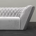 Light Colored Tufted Diamond Pattern Velvet Sectional Sofa With Leather Trim 3d model