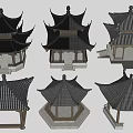 Traditional Chinese Pavilion Models With Various Styles And Intricate Roof Structures