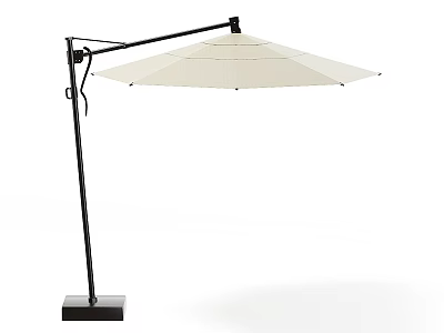 Adjustable Outdoor Chair With White Sunshade Umbrella And Black Metal Frame For Patio Use 3d model
