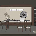 Modern Home Study Desk Bookcase Ornaments Vase Book Single Chair Stool Decorative Cabinet Computer Wardrobe 3d model