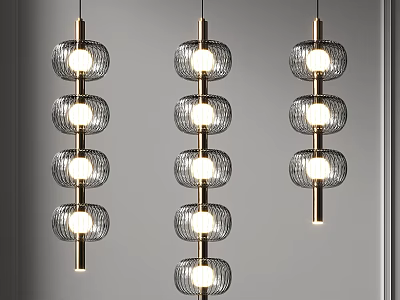 Modern Pendant Lights With Multi Layer Glass Shades And Metal Frames 3d model